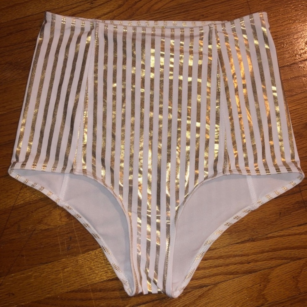 Kortni Jeane High Waisted Gold Striped Bottoms